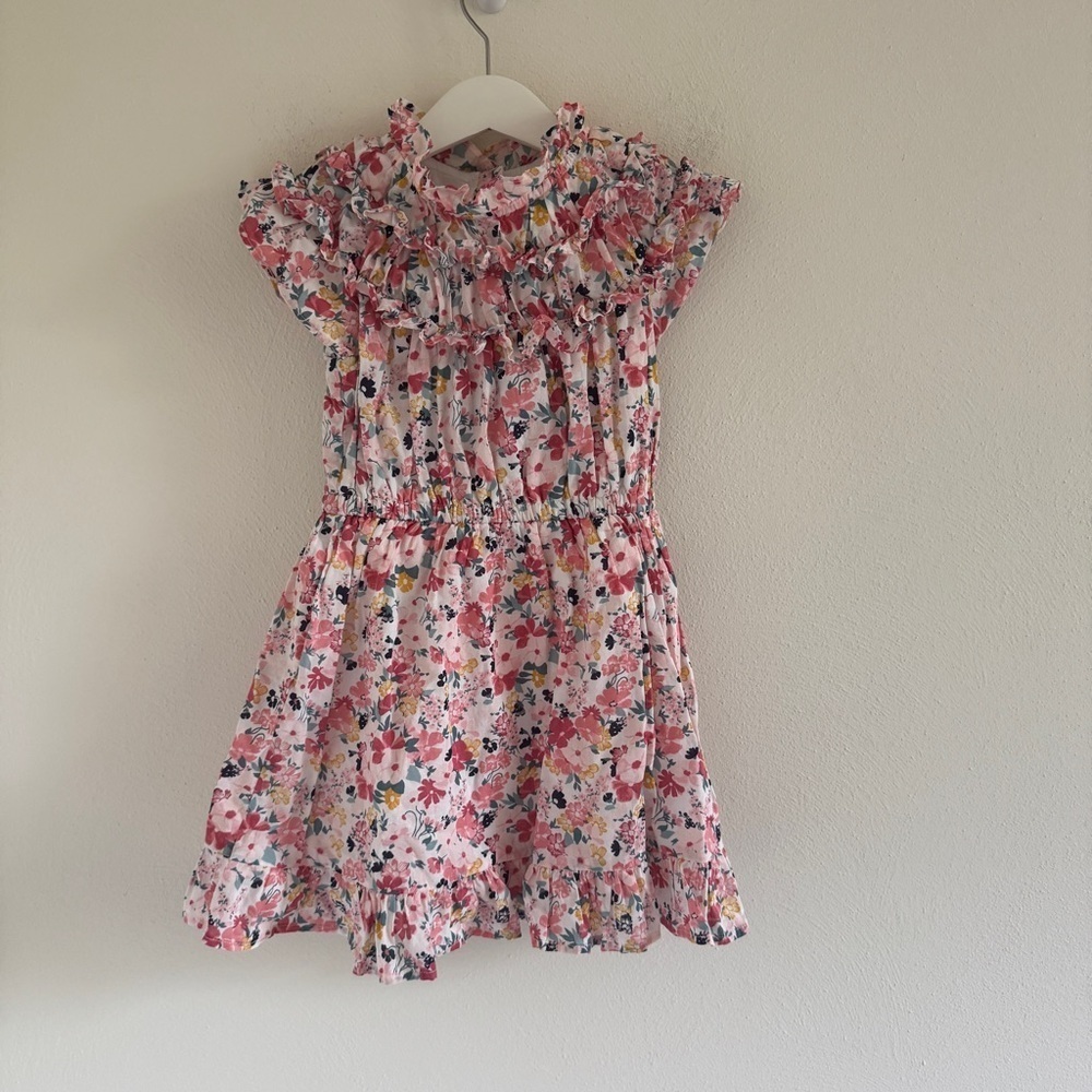 Kids Janie and Jack Pink Red Ruffled Smocked Sundress 5y